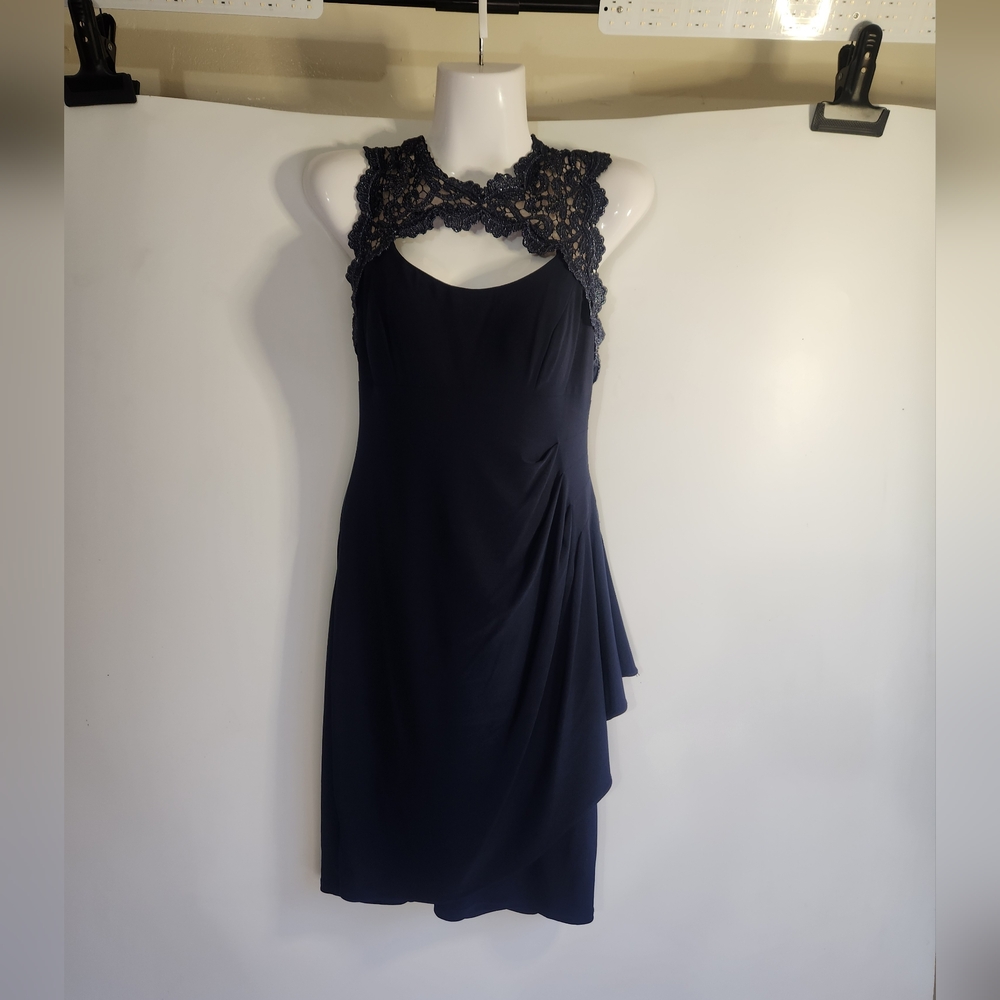 Xscape Navy Lace Mini Dress Size‎ 4